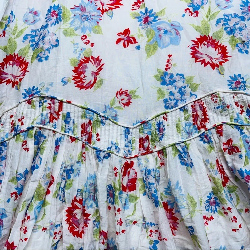 Love Shack Fancy Weslan Midi Dress Cherry Skies Womens Size 4 Lined Cotton Silk - Picture 3 of 15